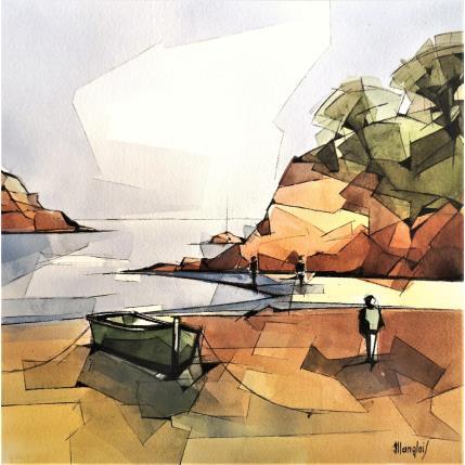 Peinture Marée basse par Langlois Jean-Luc | Tableau Figuratif Aquarelle Marine