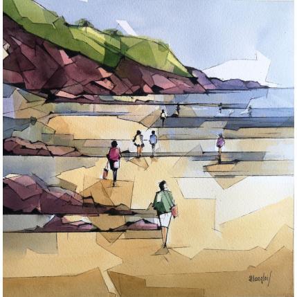 Peinture Plage par Langlois Jean-Luc | Tableau Figuratif Aquarelle Marine