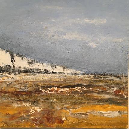 Peinture Falaise d'or par Rocco Sophie | Tableau Art Singulier Acrylique, Collage, Sable Minimaliste