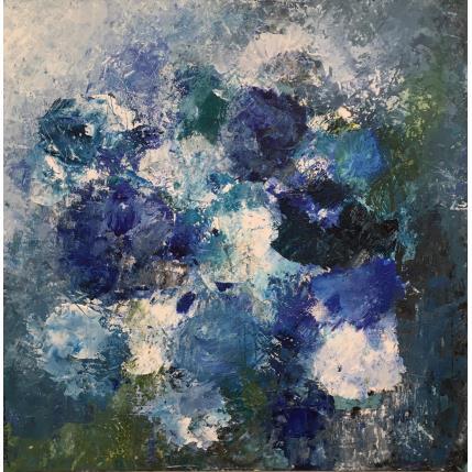 Peinture Fleurs bleues par Rocco Sophie | Tableau Art Singulier Acrylique, Collage, Sable Nature
