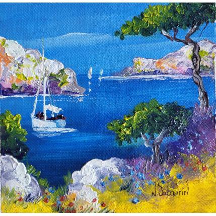 Peinture De calanque en calanque par Sabourin Nathalie | Tableau Figuratif Huile Paysages