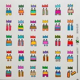 Peinture HAPPY POTES BONHEUR par Mam | Tableau Pop-art Acrylique Icones Pop, Minimaliste, Société