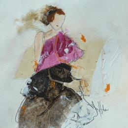 Pintura EN MODE MAJEUR por Han | Pintura Figurative Acrylic, Ink, Paper Pop icons, Portrait