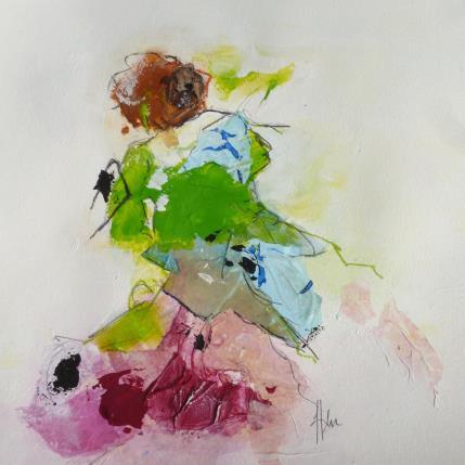 Peinture BELLE EN JUPON par Han | Tableau Figuratif Acrylique, Encre, Papier Portraits