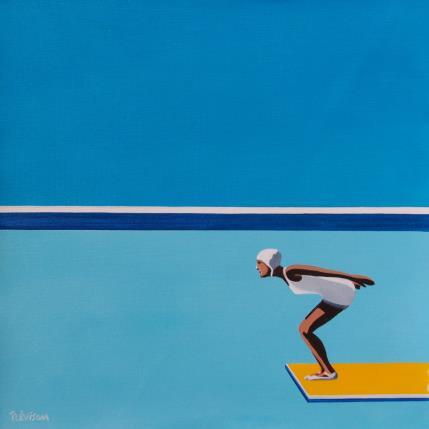 Peinture White diver par Trevisan Carlo | Tableau Surréalisme Huile Marine, Minimaliste, Sport
