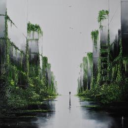 Painting Compter les oiseaux by Galloro Maurizio | Painting Figurative Oil Urban