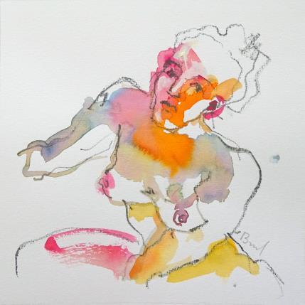 Peinture Aurora visage orange par Brunel Sébastien | Tableau Figuratif Aquarelle Nu