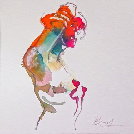 Peinture Claire visage rouge par Brunel Sébastien | Tableau Figuratif Aquarelle Nu