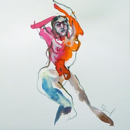 Peinture Marine tournoyant par Brunel Sébastien | Tableau Figuratif Aquarelle Nu