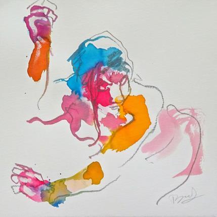 Peinture Claire multicolore par Brunel Sébastien | Tableau Figuratif Aquarelle Nu