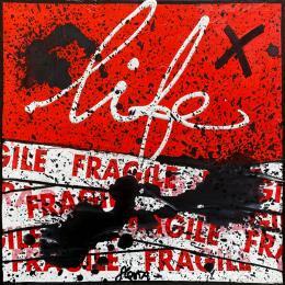 Pintura Fragile life (rouge) por Costa Sophie | Pintura Pop-art Acrylic, Gluing, Upcycling Society