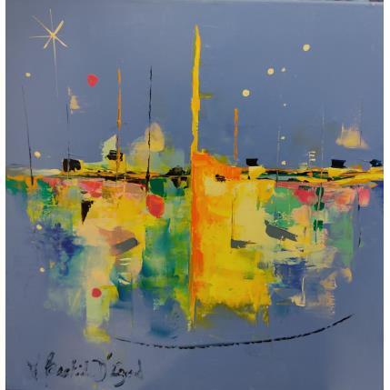 Peinture Je t'emmène au bout du monde par Bastide d´Izard Armelle | Tableau Abstrait Acrylique Architecture