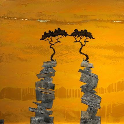 Gemälde Chemins de traverse n° 5098 von Lemonnier  | Gemälde Materialismus Acryl, Zinc Landschaften