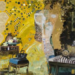 Painting My inspiration by Romanelli Karine | Painting Figurative Acrylic, Gluing, Gold leaf, Pastel, Posca Life style