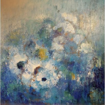 Peinture JE SUIS FLEUR BLEUE par Rocco Sophie | Tableau Art Singulier Acrylique, Collage, Sable
