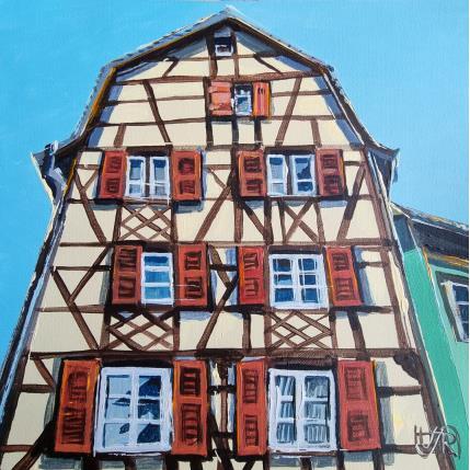 Peinture Yellow house par Rasa | Tableau Figuratif Acrylique Urbain