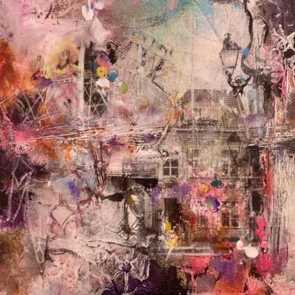 Painting La fête du village by Bergeron Marie-Josée | Painting Surrealism Acrylic, Gluing, Oil Pop icons