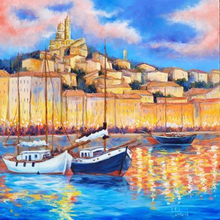 Peinture Le vieux port de Marseille  par Sabourin Nathalie | Tableau Figuratif Huile Paysages
