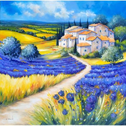 Peinture Les lavandes sur le plateau de Valensole par Sabourin Nathalie | Tableau Figuratif Huile Paysages