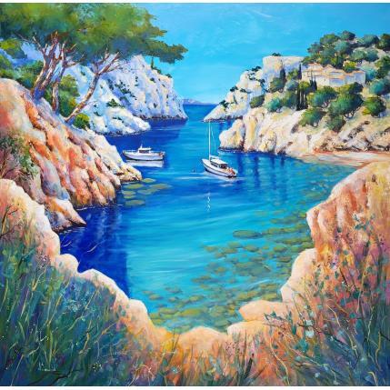 Peinture Calanque et rêverie par Sabourin Nathalie | Tableau Figuratif Huile Marine, Paysages