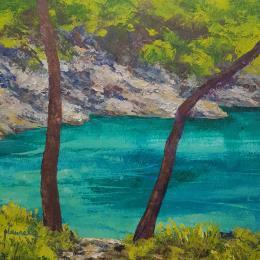 Painting Délicieuse fraicheur by Bessé Laurelle | Painting Figurative Oil Landscapes, Marine, Pop icons