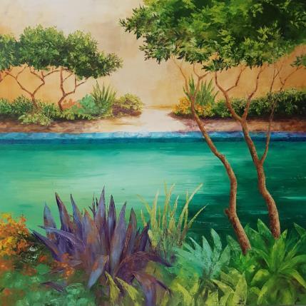 Peinture Le bassin d'émeraude par Bessé Laurelle | Tableau Figuratif Huile Paysages