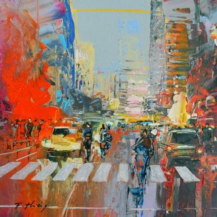 Painting Paris, rue de Rennes by Frédéric Thiery | Painting Figurative Acrylic Landscapes