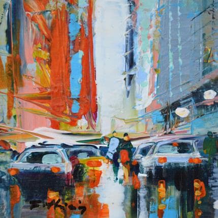Pintura Walking down the street por Frédéric Thiery | Pintura Figurative Acrylic Landscapes