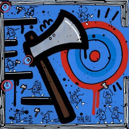 Peinture Le lancer de hache par Ralau | Tableau Pop-art Acrylique, Posca Paysages