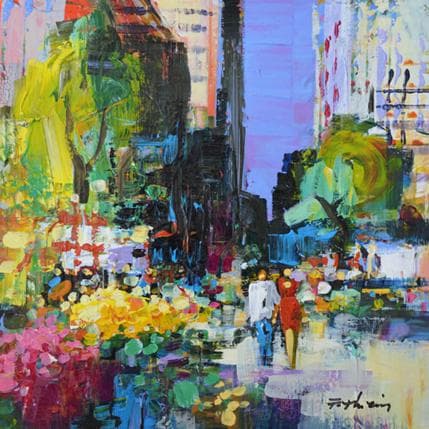 Painting Market place by Frédéric Thiery | Painting Figurative Acrylic Landscapes