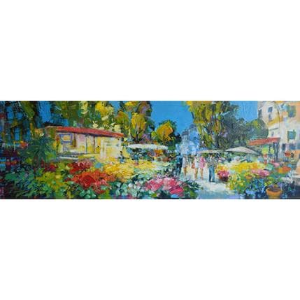 Painting Marché aux fleurs by Frédéric Thiery | Painting Figurative Acrylic Landscapes