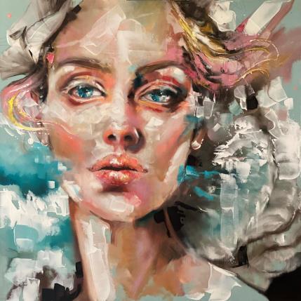 Peinture In the Air (Fleur blanche) par Abbondanzia Monica | Tableau Figuratif Acrylique, Huile