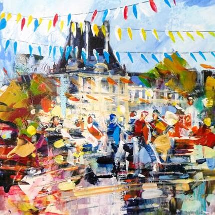 Painting Rendez vous à Paris aux jardins du Louvre by Frédéric Thiery | Painting Figurative Acrylic Landscapes