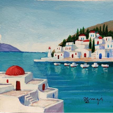 Peinture Paysage Crétois AP60 par Burgi Roger | Tableau Figuratif Acrylique Nature, Paysages