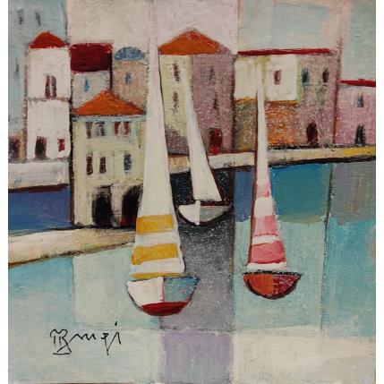 Peinture Les 3 voiles AP58 par Burgi Roger | Tableau Figuratif Acrylique Marine