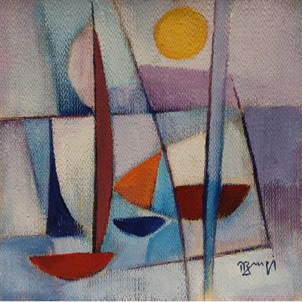 Peinture Pleine Lune AP9 par Burgi Roger | Tableau Figuratif Acrylique Marine