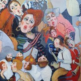 Painting Enthousiaste soirée jazzy  by Garilli Nicole | Painting Figurative Acrylic Life style