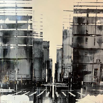 Painting Light of Day by Rey Julien | Painting Figurative Gold leaf Architecture, Minimalist, Urban