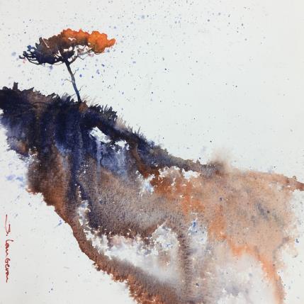 Peinture Pin et couleurs ocres par Langeron Stéphane | Tableau Figuratif Aquarelle Paysages