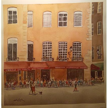 Peinture Petit déjeuner à Lyon  par De León Lévi Marcelo | Tableau Figuratif Aquarelle Urbain