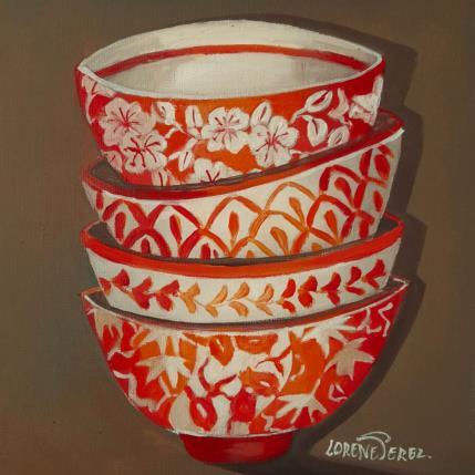 Peinture Petite vaisselle Bols  par Lorene Perez | Tableau Figuratif Huile
