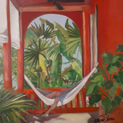 Peinture Hamac aux caraibes par Lorene Perez | Tableau Figuratif Huile