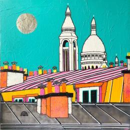 Pintura Un Dimanche à Montmartre por Lovisa | Pintura Pop-art Acrylic, Gluing, Posca, Silver leaf, Upcycling, Wood Urban