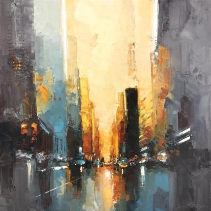 Peinture Taxi sur Brooklyn par Castan Daniel | Tableau Figuratif Huile Urbain