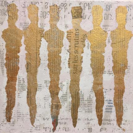 Peinture Les fées de la neige par Rocco Sophie | Tableau Art Singulier Acrylique, Collage, Sable Minimaliste