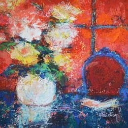 Painting La chaise bleue by Vaudron | Painting Figurative Landscapes