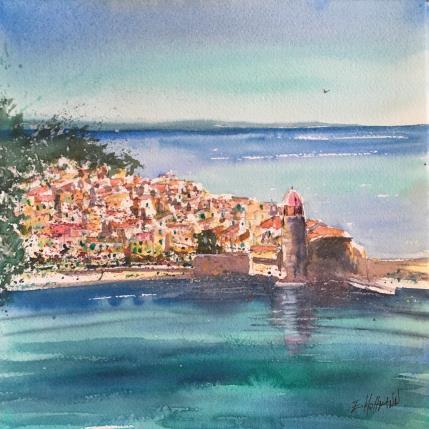 Peinture Collioure par Hoffmann Elisabeth | Tableau Figuratif Aquarelle Marine, Paysages, Urbain