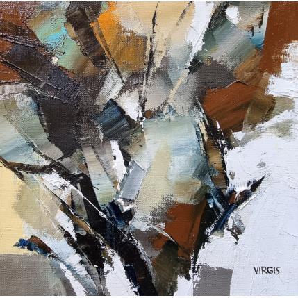 Peinture Autumn tree par Virgis | Tableau Abstrait Huile Minimaliste