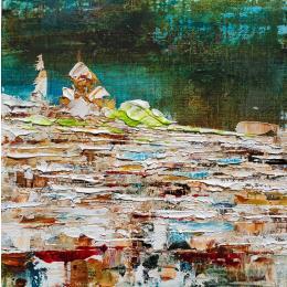 Peinture Paris Butte Montmartre par Reymond Pierre | Tableau Abstrait Huile Urbain