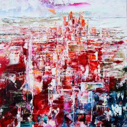 Peinture New York par Reymond Pierre | Tableau Abstrait Huile Urbain